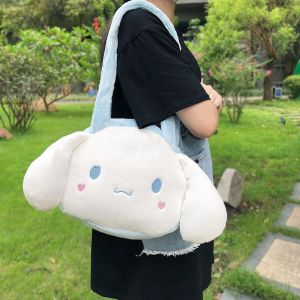 Sanrio Plush Cinnamoroll Melody Kuromi Pom Pom Purin Women Tote Bags Shoulder Bags Anime Plushie Pencil Case Girls Gift