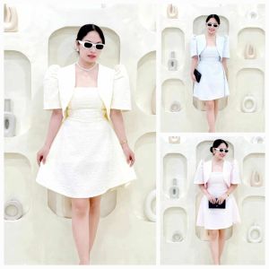 sarah Modern Filipianiana Tube Dress with Bolero Set Terno   xs to medium  classy and elegant timeless classic  timeless piece casual office or party classic piece super kapal ng tela hindi kayo magsisi our aim is to produce quality clothes premium fabr