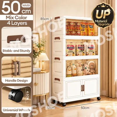 MOSHOE Foldable Storage Cabinet with Wheels Thickened Heavy Duty Space Saving Wardrobe Organizer for Bedroom & Living Room