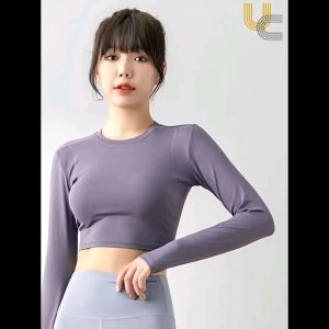 UC | LIVY kaos lengan panjang crop atasan baju olahraga fitness gym yoga