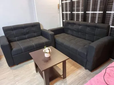 ERIKA 2 AND 3 SEATER SOFA BLACK FABRIC WITH CENTER TABLE SALA SET URATEX FOAM / COD ONLY !!!!!