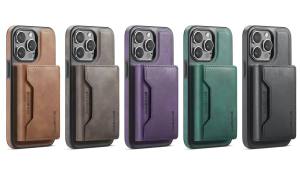 DG.MING Magnetic Leather Wireless Charging Wallet Phone Case For iPhone 17 17E Air 16E 16 Pro Max 15 Plus 14 13 12 Holder Cover2026