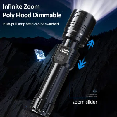HJ Flashlight Headlamp Searchlight German Material Rechargeable Ultra Bright Zoom Telephoto Spotlight 5000 Lumens 5000mAh Outdoor Lighting