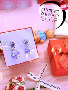 Bông Tai inox B0033 Hạt Đá lấp lánh chíu sáng nổi bật