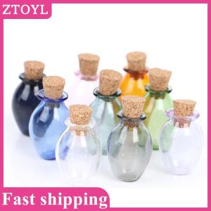 ZTOYL💝 2Pcs 1:12 Dollhouse Miniature Glass Color Bottles Cork Bottles Tiny Jar Model