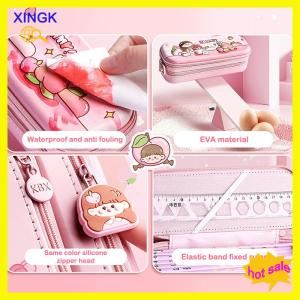 XINGK 3D Phi Hành Gia bút chì trường hợp chàng trai văn phòng phẩm mới phổ biến sinh viên hai lớp công suất lớn không thấm nước Thỏ Hồng