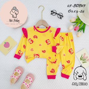 [7-29KG] Đồ Bộ Dài Tay Bé Gái Bộ Thun Lạnh Dài Tay Minly Baby Cho Bé Gái 0 1 2 3 4 5 6 7 Tuổi Unibaby - BDBV7