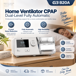 Boxera G3 B20A Mesin Pernafasan Bi-Level Automatik BIPAP BPAP APNOEA Sleep Apnea CPAP Ventilator Rumah Dual-Level Fully Automatic Home Ventilator Breathing Machine Non-Invasive Respiratory Device 呼吸机 ABS