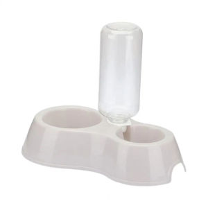 Hateli Bát ăn cho thú cưng bộ nạp tự động vòi phun nước cho mèo Vòng Nhựa Non-Slip Đôi Bát họa tiết cún cưng dụng cụ cho ăn thức ăn Với 500Ml chai nước Cho Chó mèo Phụ kiện cho thú cưng
