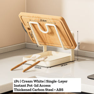 Keranixy Double Layer Lid Holder Rack Kitchen Pot Stand Drainage Storage Shelf Spatula Organizer Rak Penyimpanan Dapur