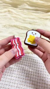 CLICK‑ET! Breakfast Clicker Keychain 3D Printed Fidget Toy Stress Relief Aesthetic Portable Fidget Key Ring