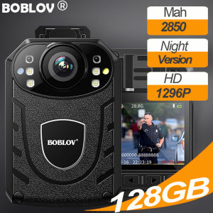 Boblov Kj21 Cơ Thể Mini Hành động thể thao Mặc Xách Tay Cảnh Sát Máy Ảnh HD1296P 128GB nhìn trong đêm 2850MAh Chuyển Động Phát hiện DVR Máy ghi âm ghi hình Máy Quay Phim Bodycam Actioncam Motorcycel Dash Cam Cho Vlogging