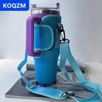 [COD] KOQZM 40oz chai nước tàu sân bay túi có thể điều chỉnh dây đeo vai cốc cốc tay áo màu rắn giữ chai cho Đi Bộ Đường Dài Ngoài Trời