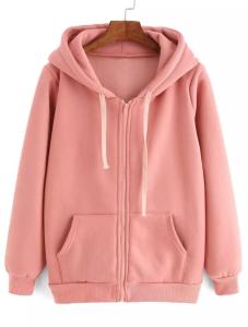 Jaket wanita zipper fleece katun polos Oixs Cloth