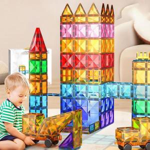115pcs Magnetic Transperant Tiles Toys Building Blocks Colour Window Educational Kids Game Toy