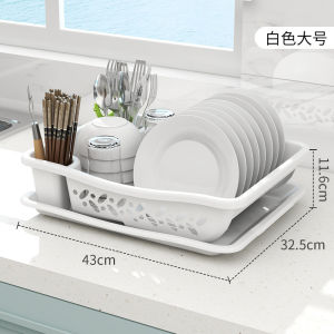 KITCHEN DISH DRAINER WITH TRAY DISH HOLDER DISH RACK DISH STORAGE DRAINER PENGETUS PINGGAN B MALL 餐具滤干架