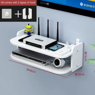 Double Layer Home Wifi Router Socket Storage Box Rack Projector Organizer Shelf Wall Hanging Rack