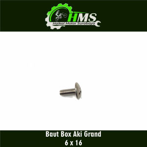 Baut Box Aki Grand 6 x 16 (Harga Per 1 PCS) - Baud Kempol Payung Polos Accu M6 Drat 6mm Panjang 16mm