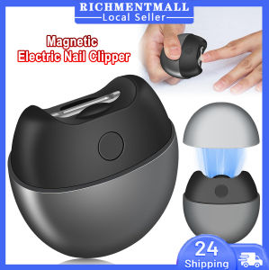 【🔥SG STOCK🔥】RICHMENTMALL Electric Automatic Nail Clipper with Light 2-Speed Trimmer USB Rechargeable Nail Scraps Storage & Magnetic Cover Safe for Babies Kids Seniors & Adults