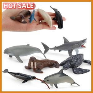 🔥🔥🔥dingdaocunz Simulation Marine Life Action Figures Ocean Animal Model Educational Toys Cake TopperCollection Gift Shark Dolphin Hammerhead