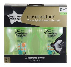 Tommee Tippee Bottle 9oz 2pcs. แพ็คคู่ ขวดนม คอกว้าง ทอมมี่ ทิปปี้ รุ่น Closer to Nature ขนาด 9 oz