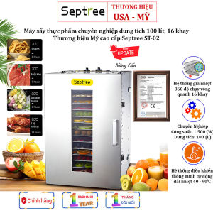 Máy sấy thực phẩm chuyên nghiệp Thương hiệu Mỹ cao cấp Septree ST-02 Công suất 1500W có 16 khay
