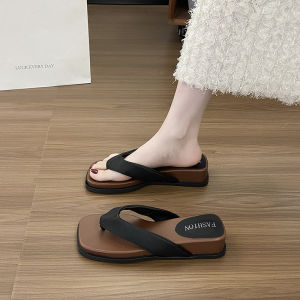 [Free Shipping] WomenS Height-Increasing Flip-Flops For Summer Thick-Soled Beach Sandals 2025 New Style Suitable For Wearing With Dresses Wedge Heel