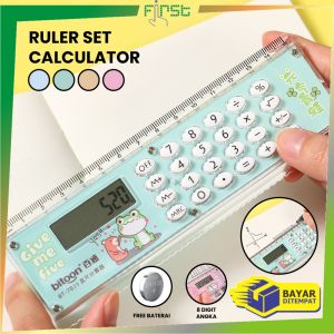 FH-A65 Kalkulator Penggaris Karakter 2IN1 Mini Portable Multifungsi / Kalkulator 8 Digit Penggaris 15cm / Perlengkapan Sekolah Anak Praktis / Ruler Set Calculator Import