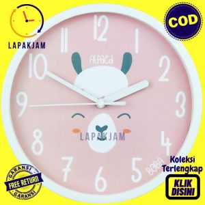 Jam Dinding Quartz Hiasan Kamar Anak Murah Besar Boba BB1515 Alpaca Modern