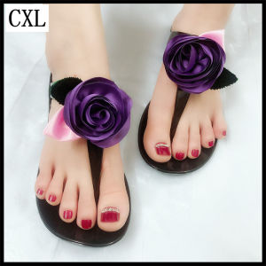 CXL Women Beautiful Flip Flop Bohemian Style Fashion Sandals Rose Flowers Jelly Flat Slippers (Size 36-41)