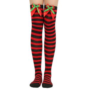 Christmas decorations socks striped stockings Christmas decorations girls high socks striped knee socks fashion
