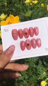 เล็บสวยๆ เล็บเจลแท้ เล็บเจลปลอมสำเร็จรูป /ฟรีกาว+ตะไบ รหัส A30