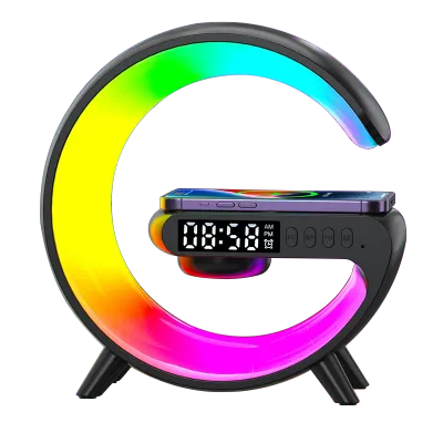 【Original】Bluetooth Speaker 15W Wireless Charger with Alarm Clock & RGB Night Light Multifunctional Portable Subwoofer Mini Speaker