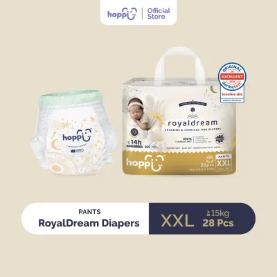 Hoppi RoyalDream Baby Diaper Pants M42/L38/XL32/XXL28 (1 Pack) 100% 7 Chemicals-Free*