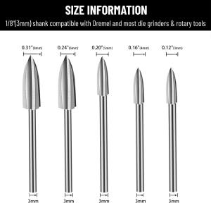 [Original 24 hours delivery] 5PCS Wood Engraving Drill Bit Set Steel Solid Carbide Grinding Burr For Woodworking Drilling Carving Engraving Milling Cutters White Steel Sharp Edges Woodworking Tools Three Blades Wood Carving