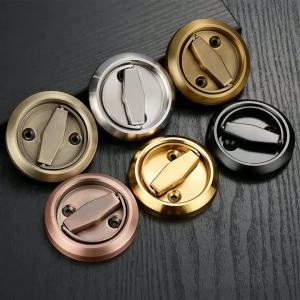 Stainless Steel Invisible Door Handles Round Embedded Concealed Cabinet Knobs Sliding Door Pull Circular Pull Ring Lock Hardware