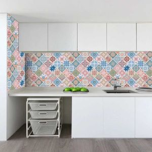 [SALE] 3 Mét Decal Dán Bếp 60cm Rộng Tráng Nhôm Chịu Nhiệt Có Keo - mẫu gạch hoa cổ điển LK888