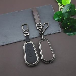 SDSgFor JMC Motors Baodian 2022 Zinc Alloy Leather Car Smart Remote Key Case Fob Cover Holder Shell Protector Keychain AccessoriesHJO