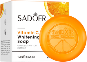 SADOER Vitamin C Brightening & Moisturizing Soap Bar for Sensitive Skin - Deep Cleansing & Skin Tone Improvement 100g
