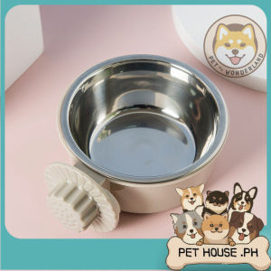 Pet House Pet Cage Hanging Feeding Bowl Anti-Overturning Stainless Steel Bowl Dog Cat Feeder Round Diner