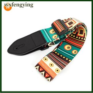 wxfengying สายกีตาร์ Multi-Color เข็มขัดปรับสีสันพิมพ์สายกีตาร์ไนลอน