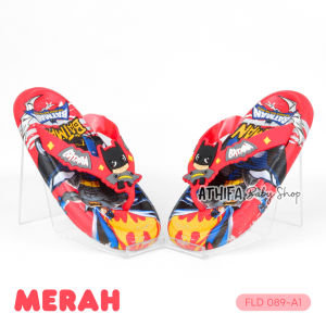 Sandal Jepit Karet Anak Laki Laki 1 2 4 3 5 6 7 8 9 10 Tahun Karakter Btman 089-A1 Merah