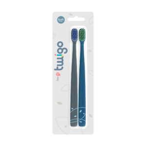 Flipper TWIGO ADULT | 2pcs Value Pack | Soft Bristles Toothbrush with 2496 End-Rounded Filaments | Protect Gums | BPA-Free