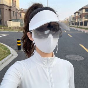 DOWNA Adjustable Full Face Sunscreen  With Sunglasses Breathable Sun Protection Face   Ice Silk One-piece Hat for Cycling Outdoor