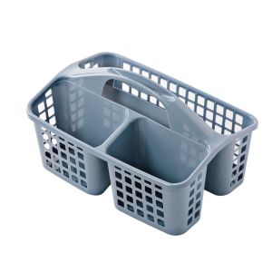 MAOMEI STORE Plastic Shower Basket with Handle 3 Compartments Storage Basket Multifunctional Hollow Out Toiletries Organizer Box for College Dorm