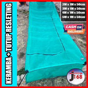 TERLARIS Keramba Ikan Premium waring jaring kasa hijau dengan tutup resleting siap pakai ukuran 300x100x50