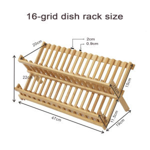 2 Tier Dish Drying Rack Bamboo Folding Drain Rack with Chopsticks Holder Kitchen Storage Rack Organizer Classified for Bowls and Chopsticks Collapsing Saves Space Quick Draining Easy installation Stable and Secure