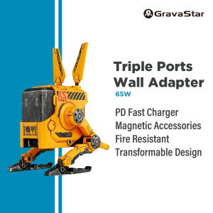 Gravastar Alpha 65W GaN Triple Ports Wall Power Adapter EU&UK Plug 2 USB-C ports and 1 USB-A port