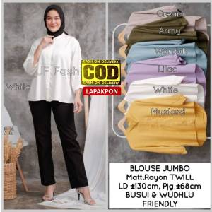 LAPAKPON BAJU BLOUSE WANITA KOREAN STYLE REMAJA BLOUSE OVERSIZE (JUMBO/LD 130cm) RAYON TWILL PREMIUM