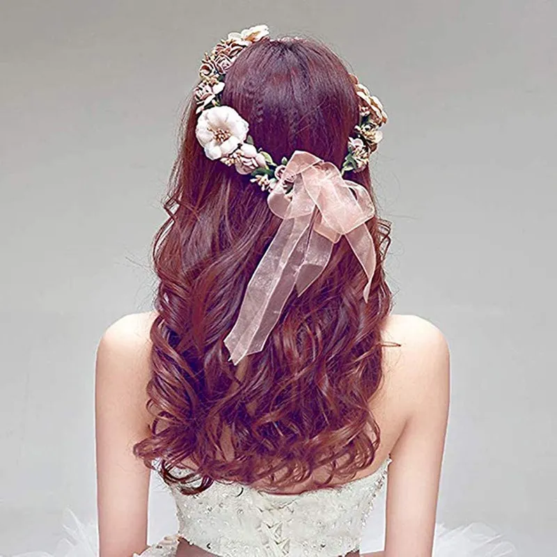 YIDEA HONGKONG】Flower Crown,Floral Garland Headbands Boho Rose